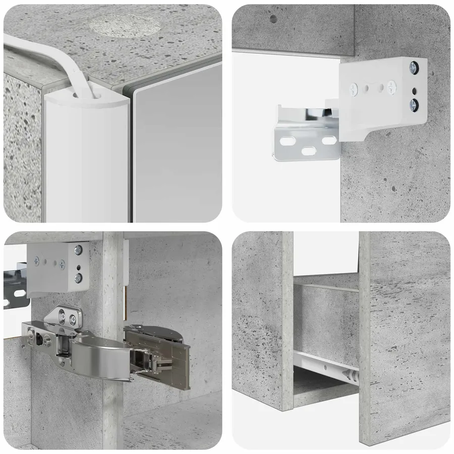Ensemble d'armoire de salle de bain 5 pcs Gris béton - 9