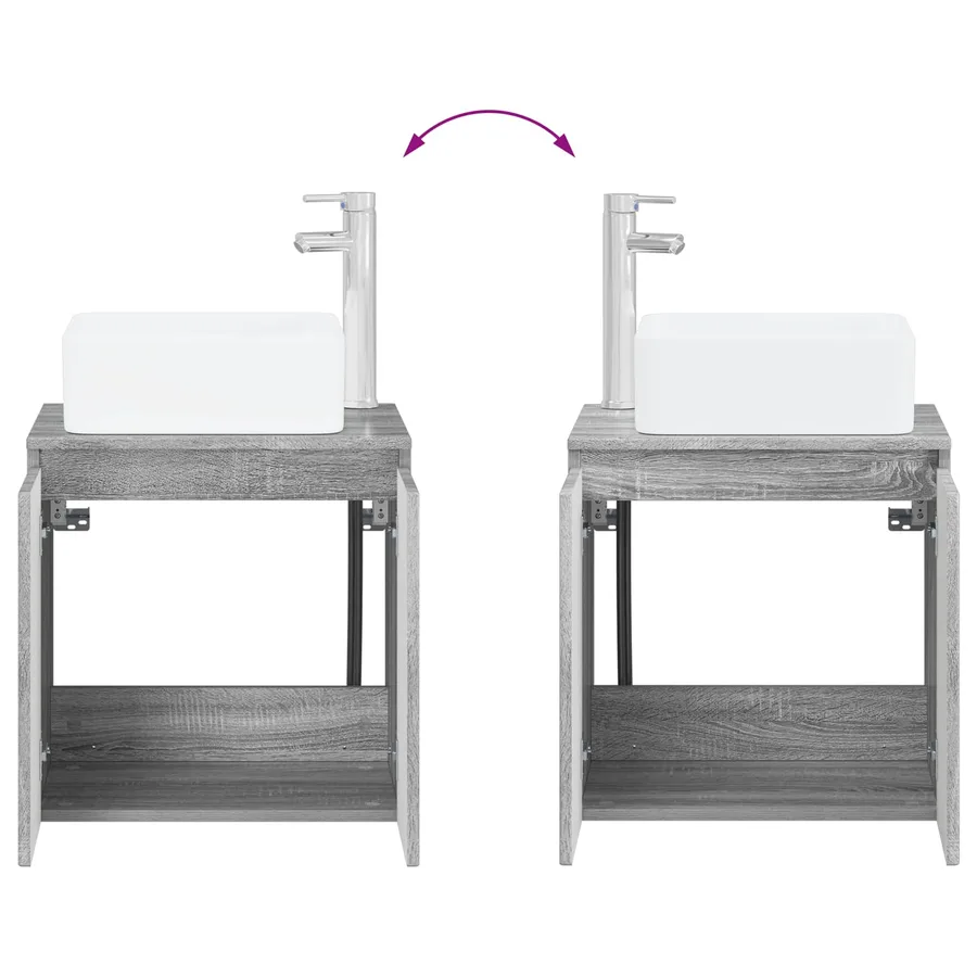 Ensemble de mobilier de salle de bain 4 pcs Sonoma gris - 9