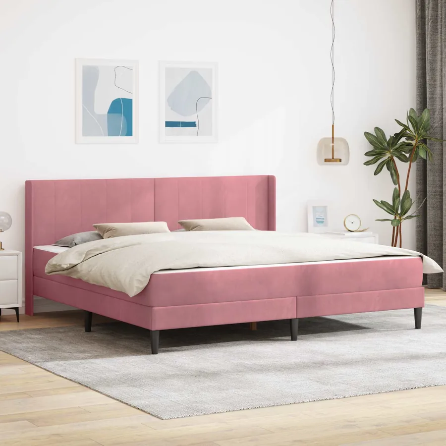 Cadre de lit avec matelas Rose 180 x 200 cm Velours