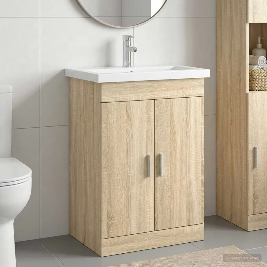 Ensemble de mobilier de salle de bain Chêne Sonoma