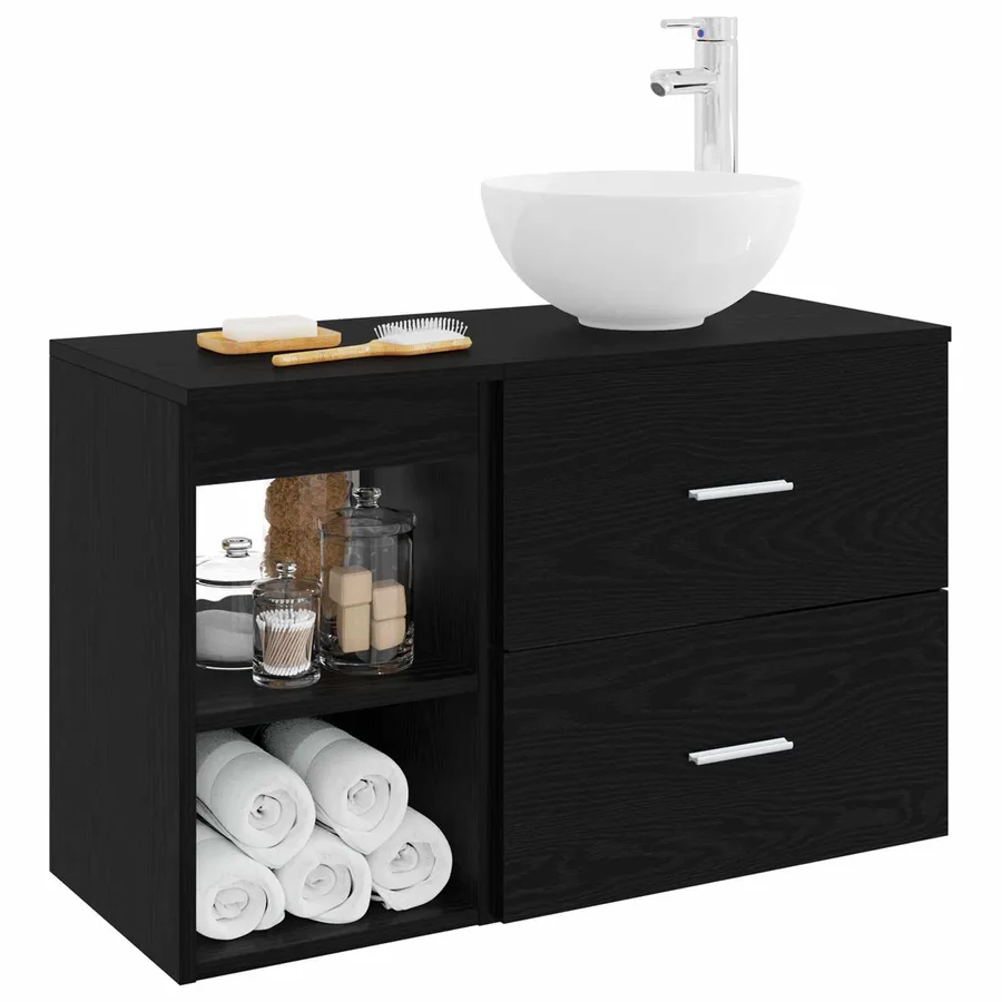 Ensemble de mobilier de salle de bain 2 pcs Chêne noir - 3