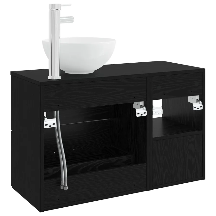 Ensemble de mobilier de salle de bain 2 pcs Chêne noir - 6
