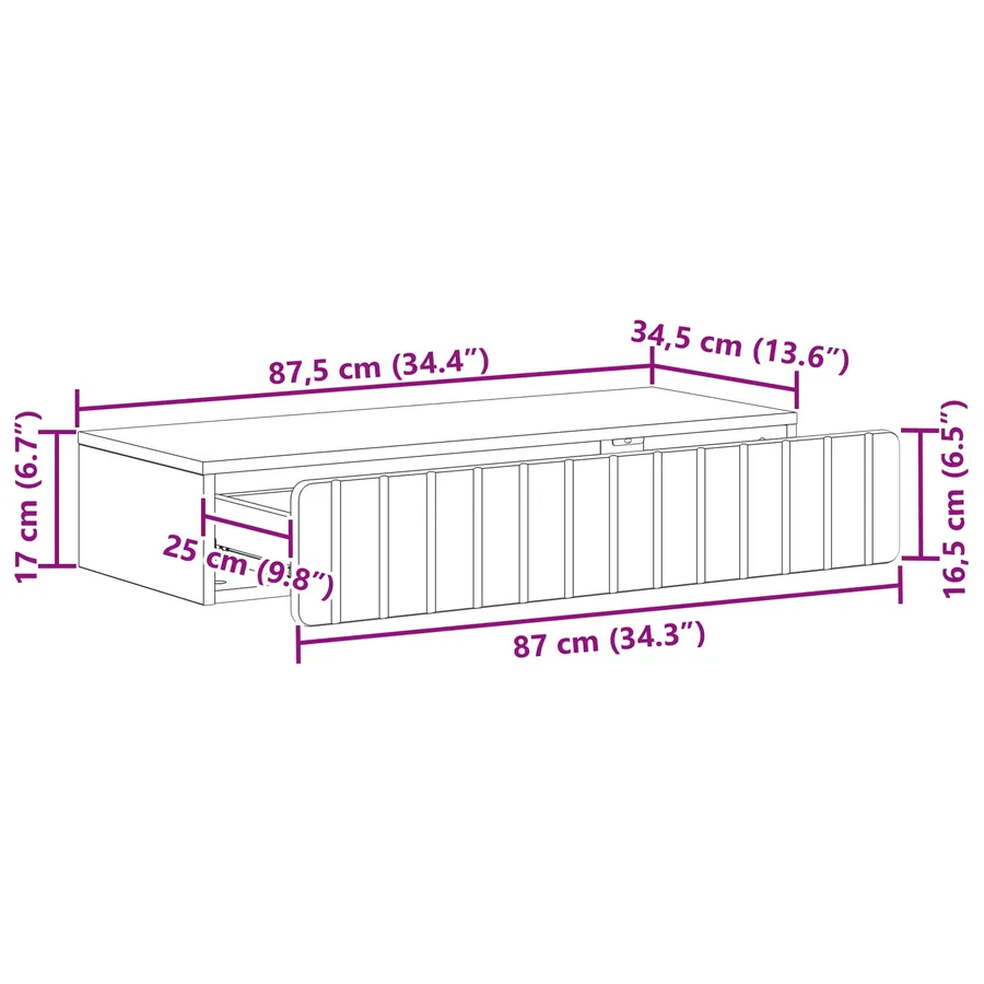 Table d'appoint murale Sonoma gris 87,5 x 34,5 x 17 cm - 10