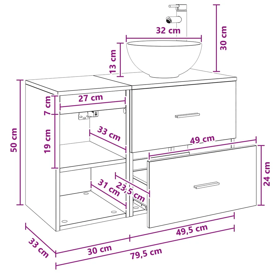 Ensemble de mobilier de salle de bain 2 pc Chêne artisanal - 11