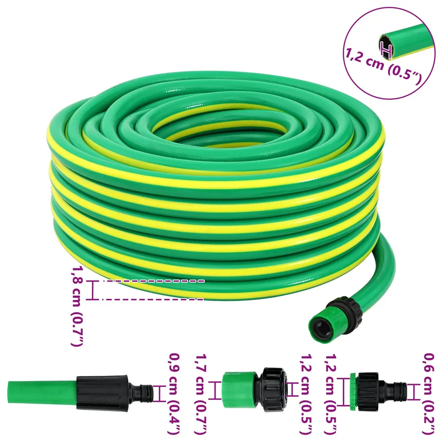 Tuyau de jardin 5 couches Vert et jaune 1 / 2'' 20 m PVC - 11