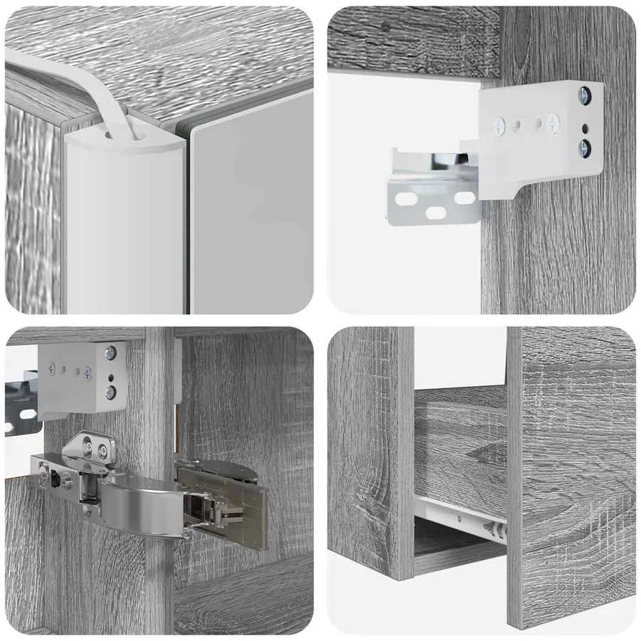Ensemble d'armoire de salle de bain 5 pcs Sonoma gris - 9