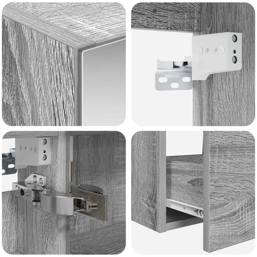 Ensemble d'armoire de salle de bain 5 pcs Sonoma gris - 9
