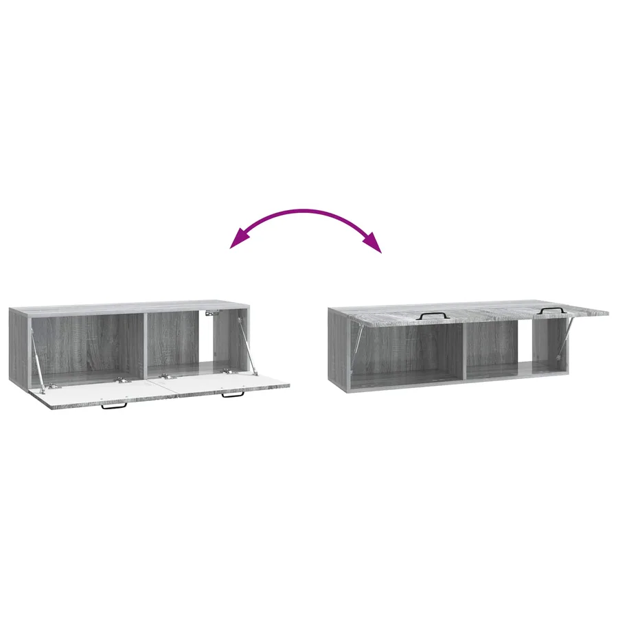 Meuble TV mural Sonoma gris 98 x 31 x 30 cm Bois d'ingénierie - 10