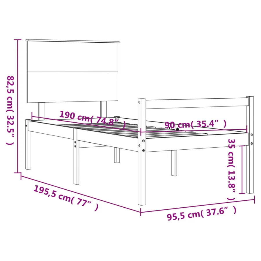 Lit pour personne âgée sans matelas blanc bois massif - 12