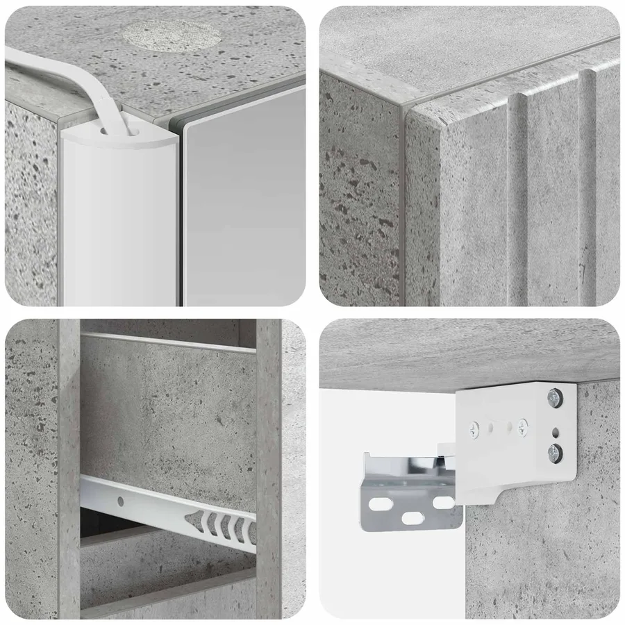 Ensemble de mobilier de salle de bain 4 pcs Gris béton - 6