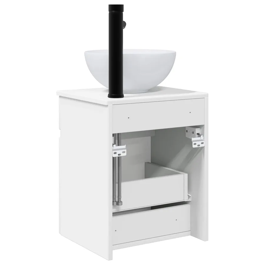 Meuble de lavabo mural Blanc 39 x 35 x 63 cm Bois d'ingénierie - 4