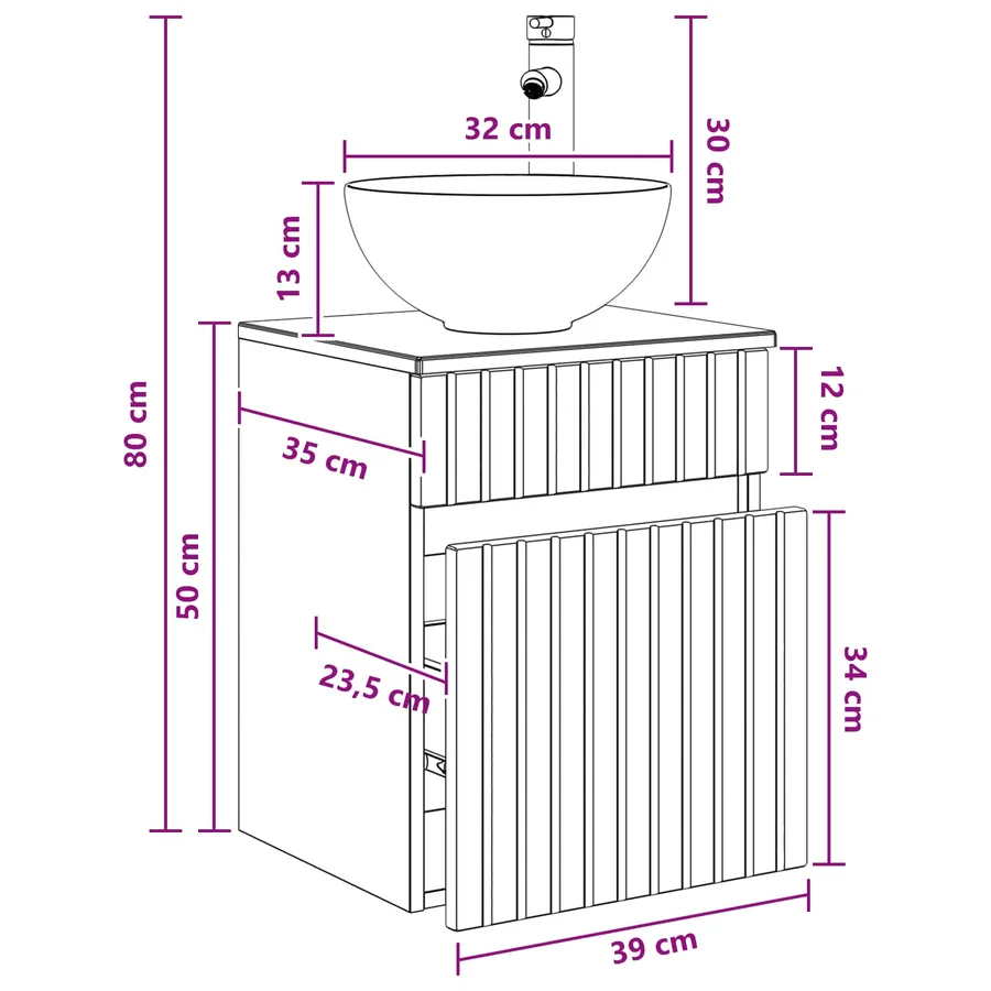 Meuble de lavabo mural Blanc 39 x 35 x 63 cm Bois d'ingénierie - 8