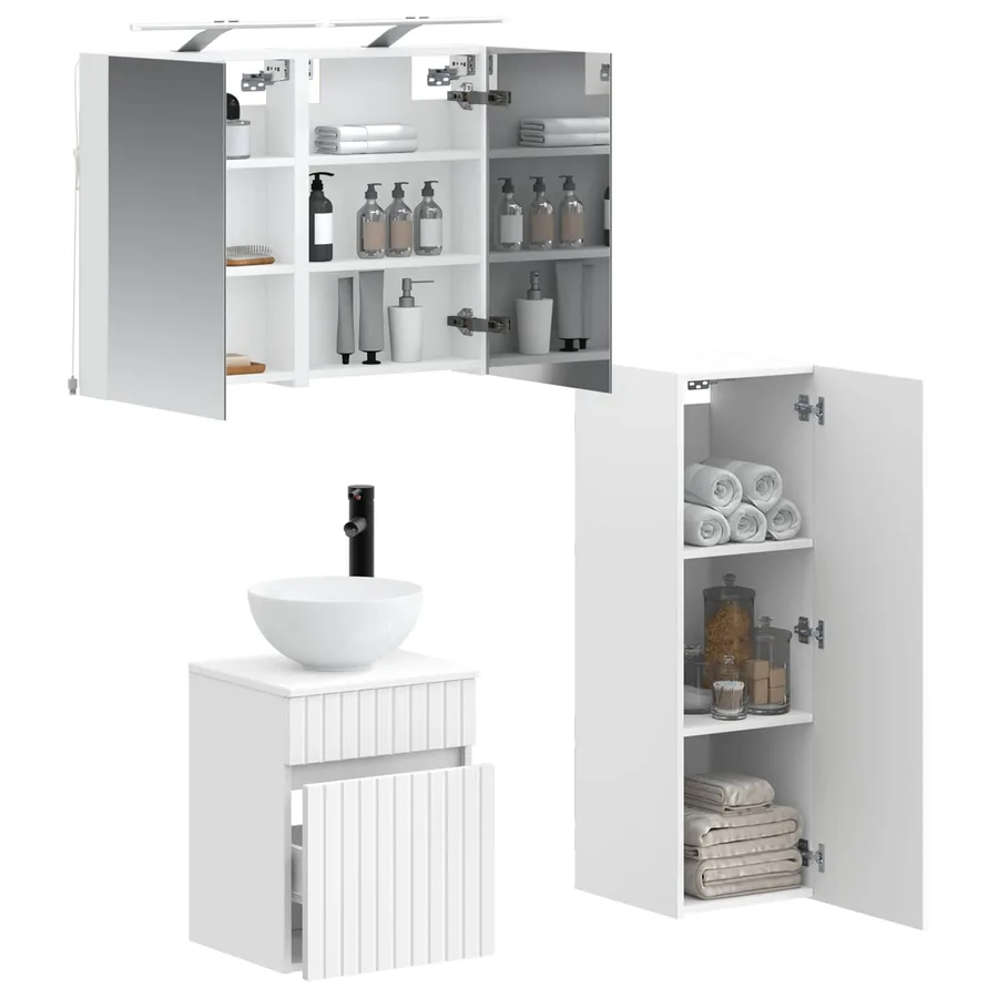 Ensemble de mobilier de salle de bain 4 pcs Blanc - 3