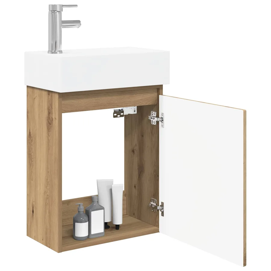 Meuble de salle de bain avec robinet Chêne artisanal - 3