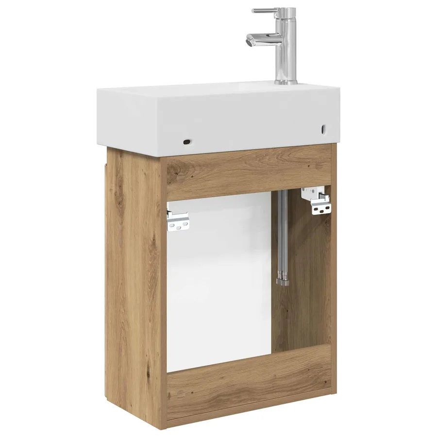 Meuble de salle de bain avec robinet Chêne artisanal - 7