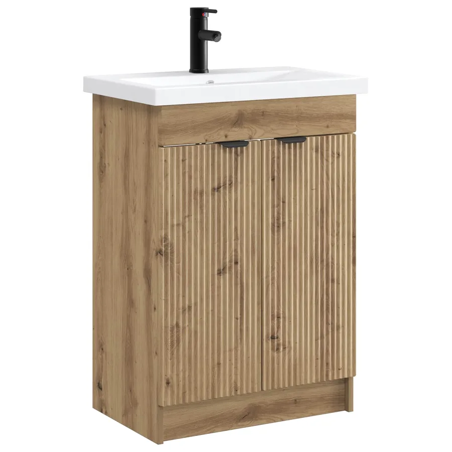 Ensemble de mobilier de salle de bain Chêne artisanal - 2