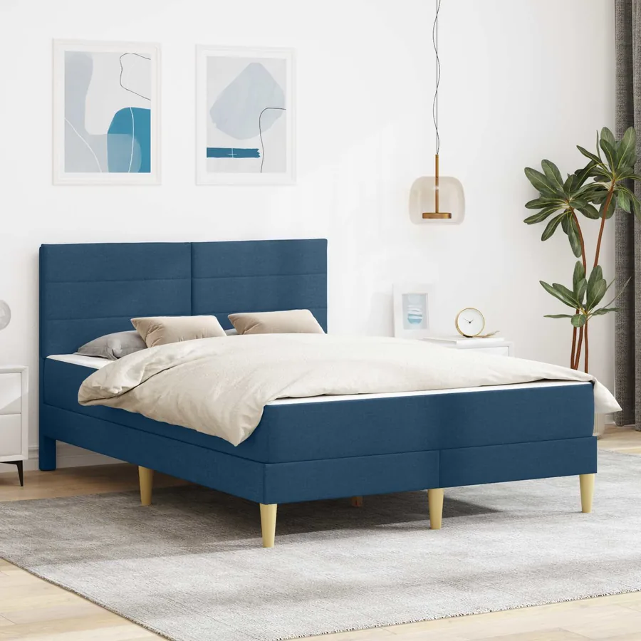 Cadre de lit Bleu 140 x 190 cm Polyester