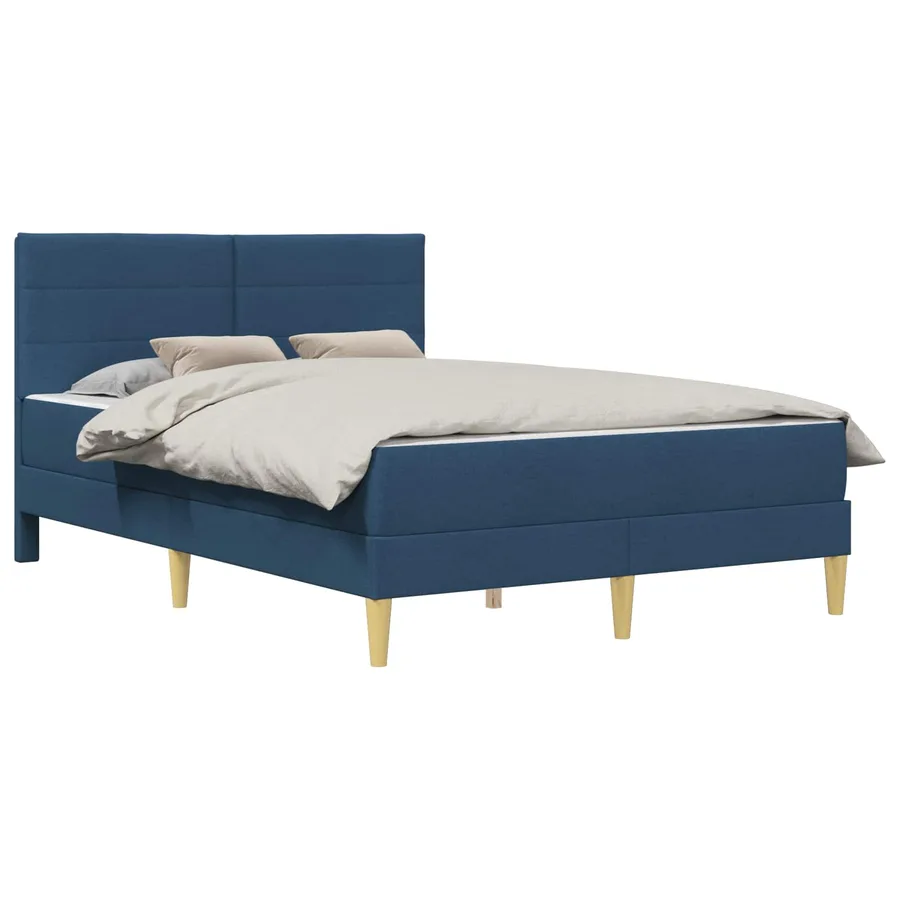 Cadre de lit Bleu 140 x 190 cm Polyester - 2