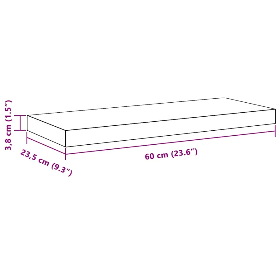 Étagère murale flottante blanc 60x23,5x3,8 cm MDF - 14