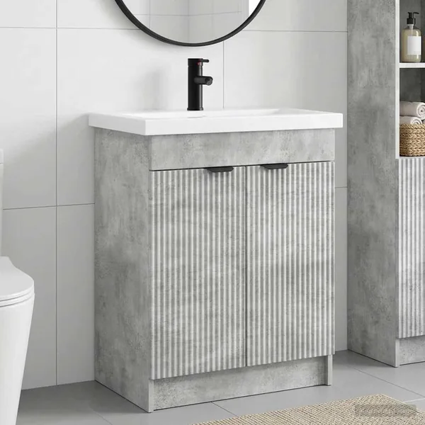 Ensemble de mobilier de salle de bain Gris béton