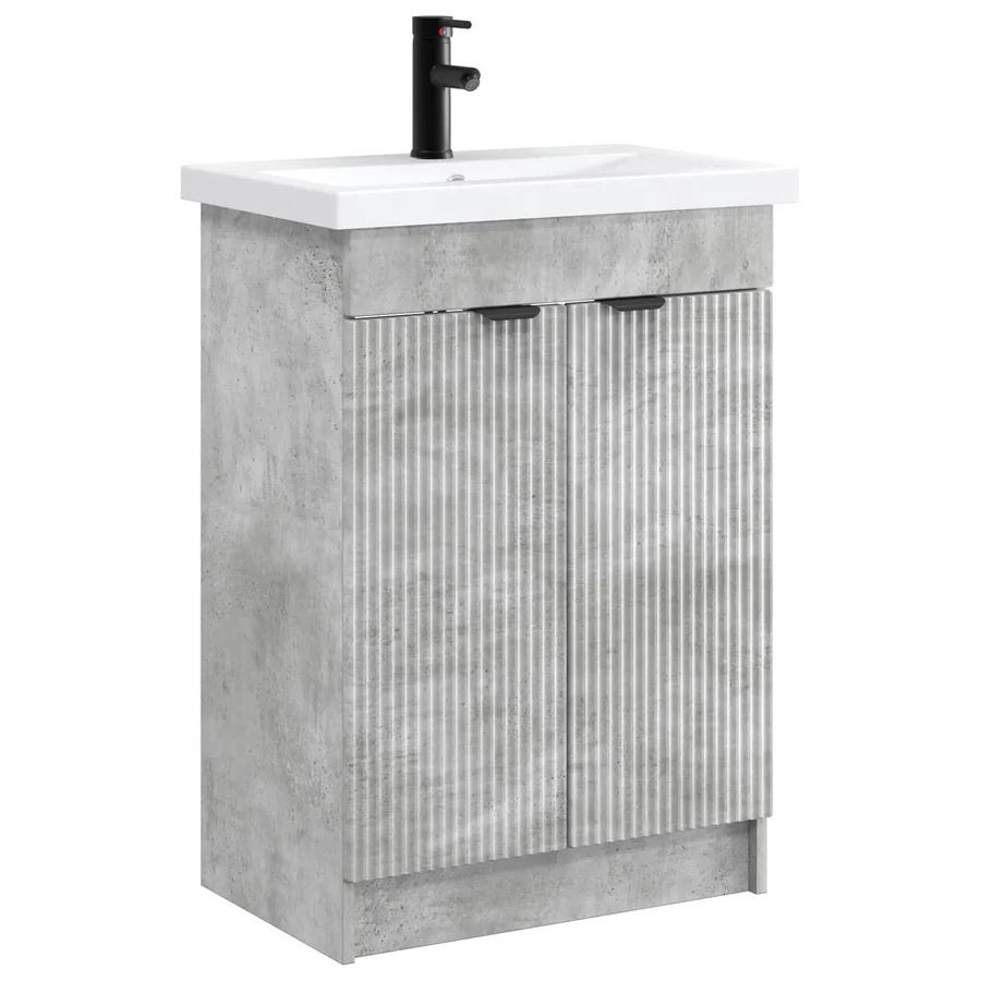 Ensemble de mobilier de salle de bain Gris béton - 2