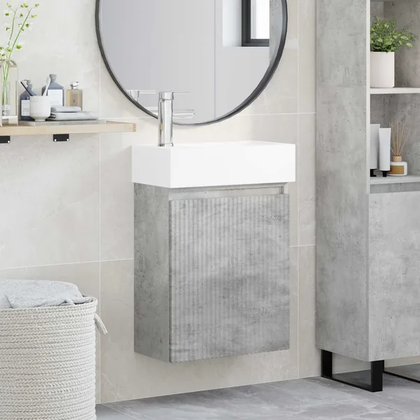 Meuble de salle de bain avec robinet Gris béton