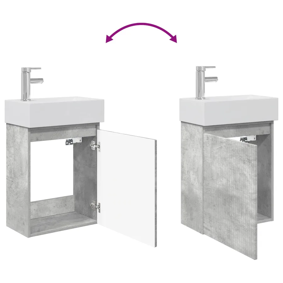 Meuble de salle de bain avec robinet Gris béton - 9