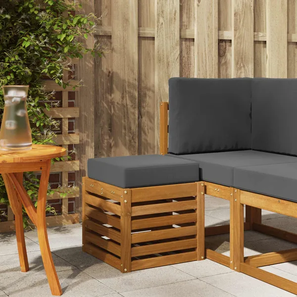 Banc de jardin avec coussin 2 Pièce Naturel et Anthracite