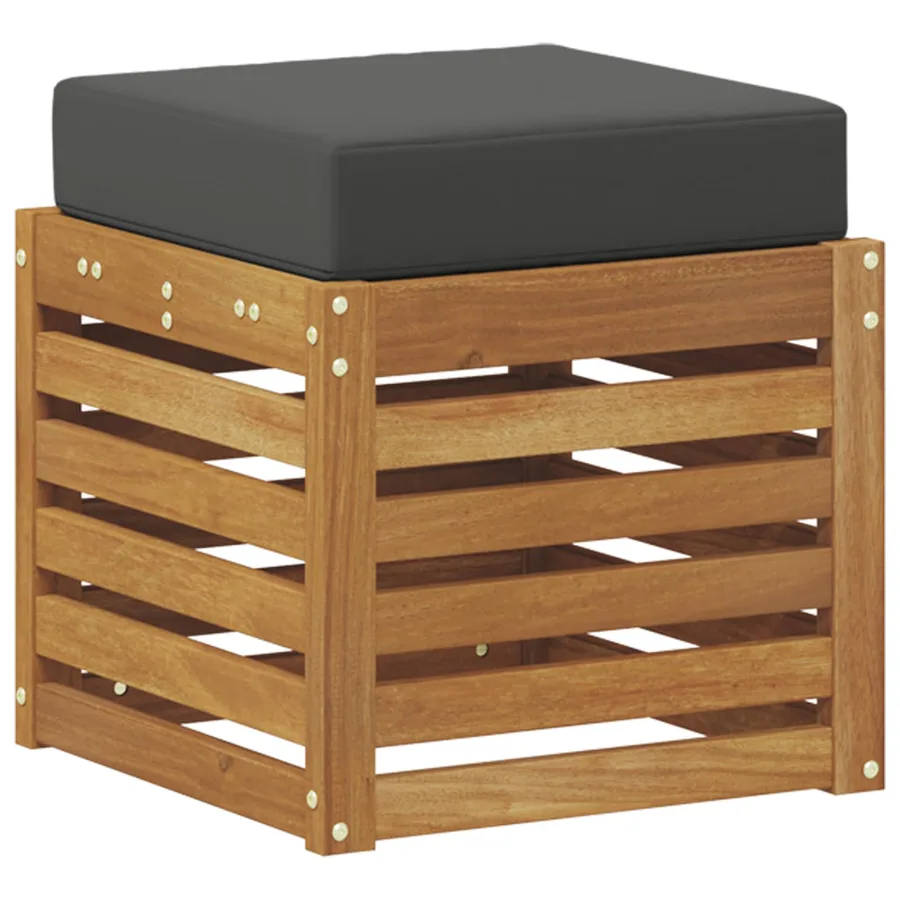 Banc de jardin avec coussin 2 Pièce Naturel et Anthracite - 2