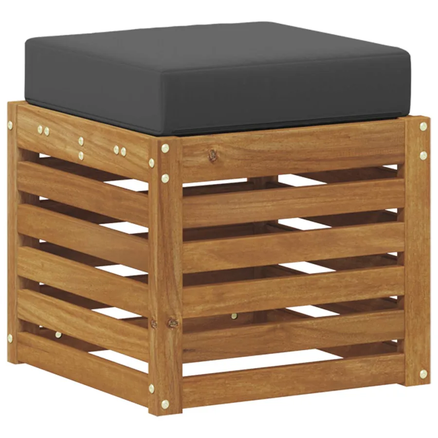 Banc de jardin avec coussin 2 Pièce Naturel et Anthracite - 5