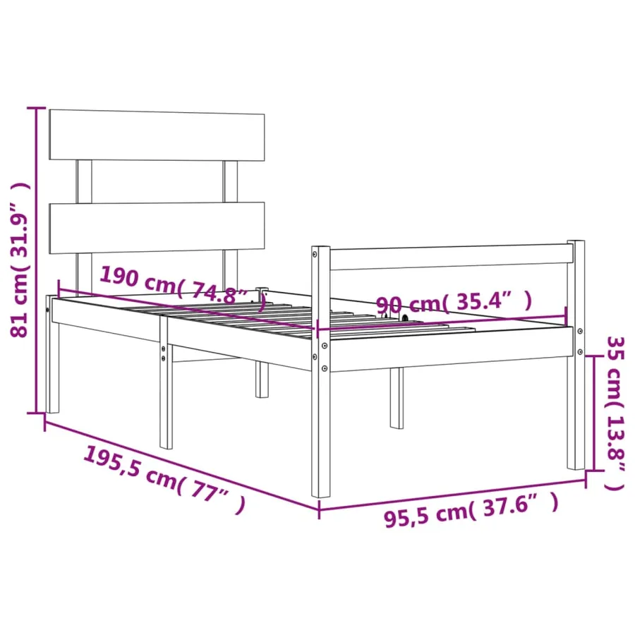 Lit pour personne âgée sans matelas blanc bois massif - 12