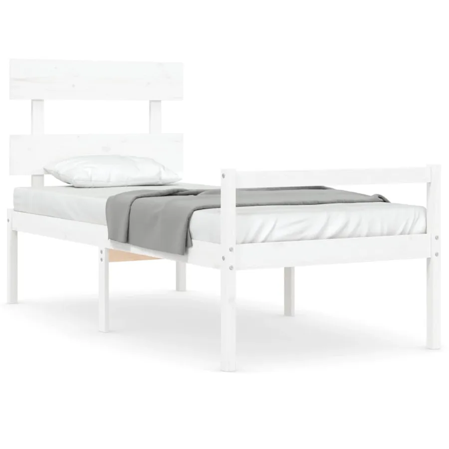 Lit pour personne âgée sans matelas blanc bois massif - 2