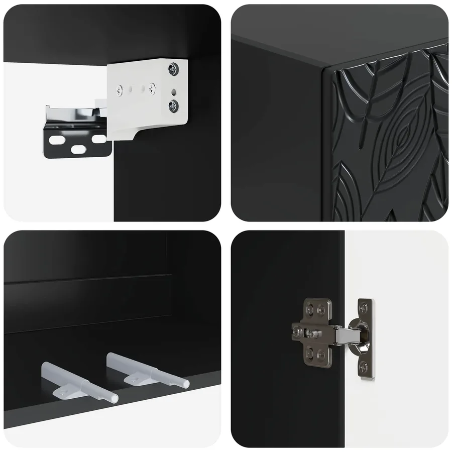 Armoire Murale Noir 59 x 31 x 60 cm Bois d'ingénierie - 7