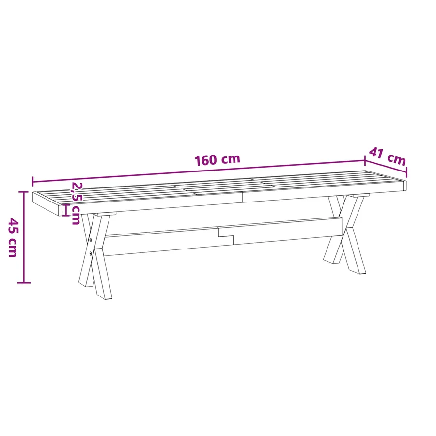 Banc de salle à manger NOAIN 160 x 41 x 45 cm Pin massif Noir - 9
