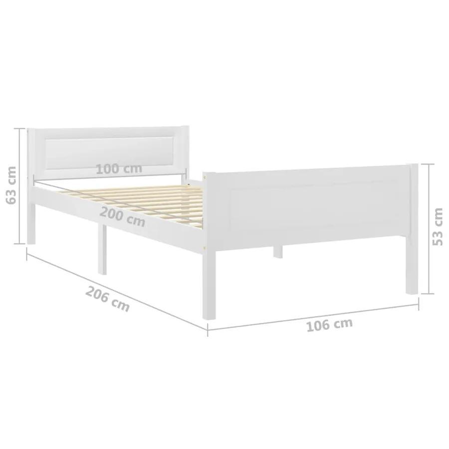 Cadre de lit sans matelas bois massif de pin blanc 100x200 cm - 6