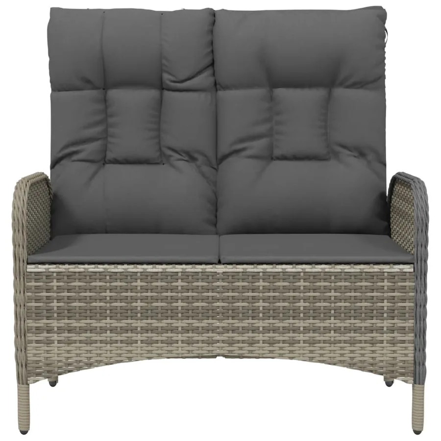 Banc de jardin inclinable avec coussins 107 cm Poly rotin Gris - 3