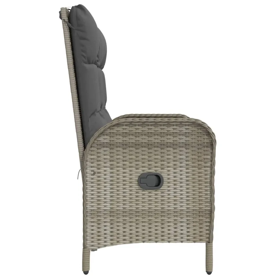 Banc de jardin inclinable avec coussins 107 cm Poly rotin Gris - 4
