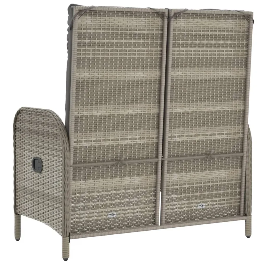 Banc de jardin inclinable avec coussins 107 cm Poly rotin Gris - 5