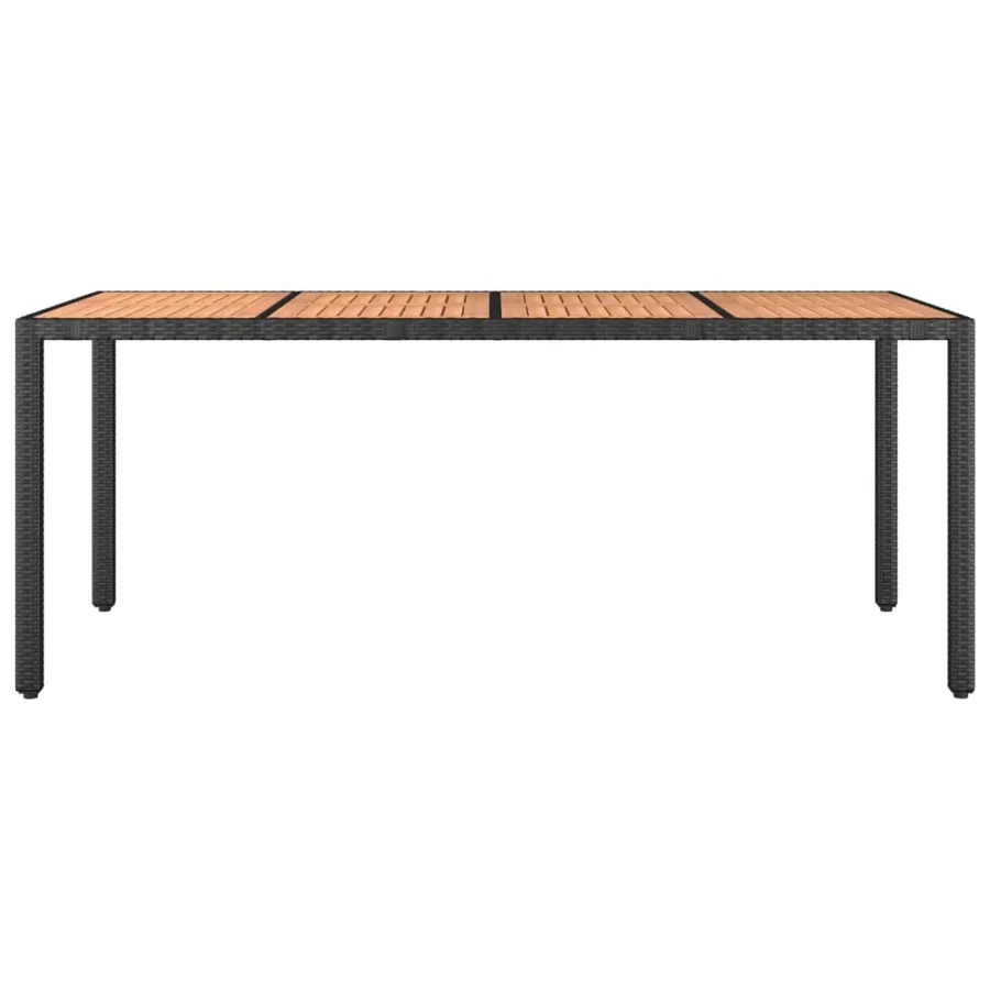 Table de jardin plateau en bois Noir Résine tressée bois massif - 3