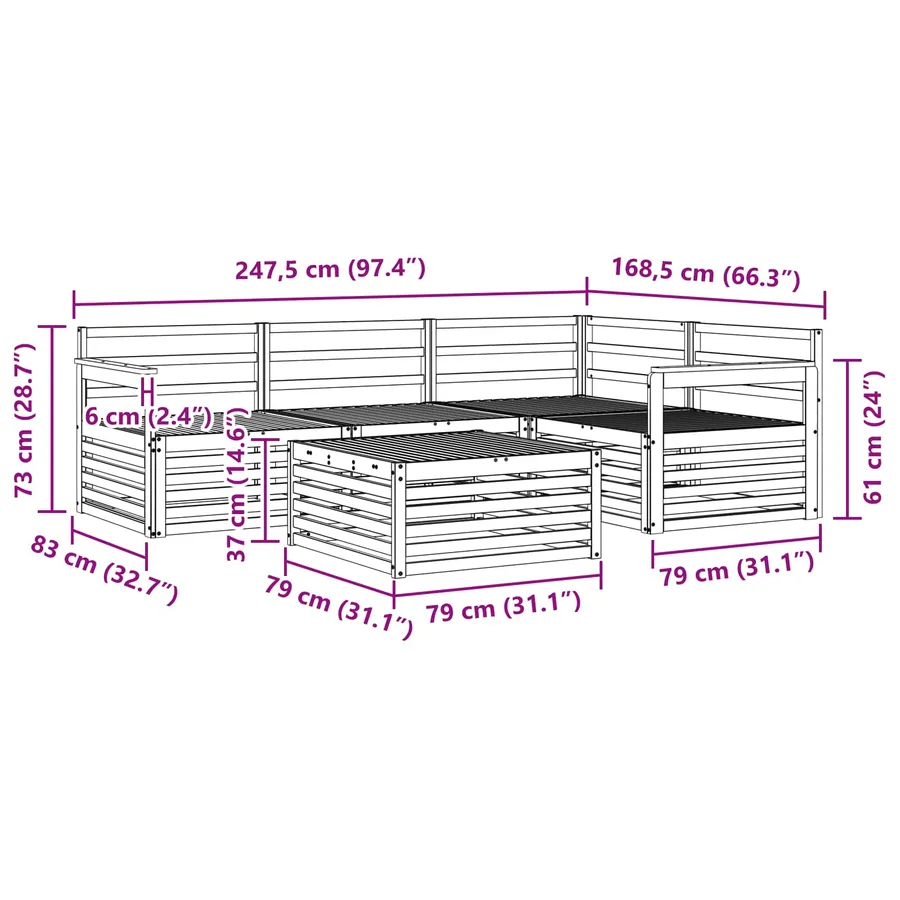 Ensemble de canapés d'extérieur 5 pcs Naturel - 10