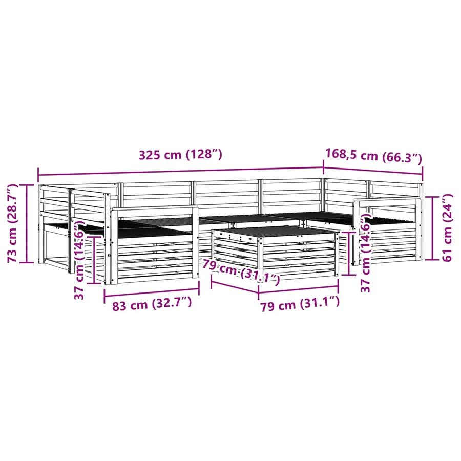 Ensemble de canapés d'extérieur 7 pcs Naturel - 10
