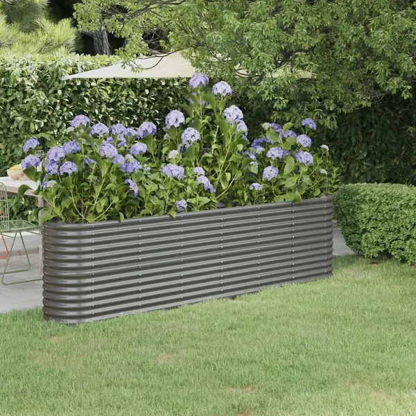 Lit surélevé de jardin Acier galvanisé 260x40x68 cm gris