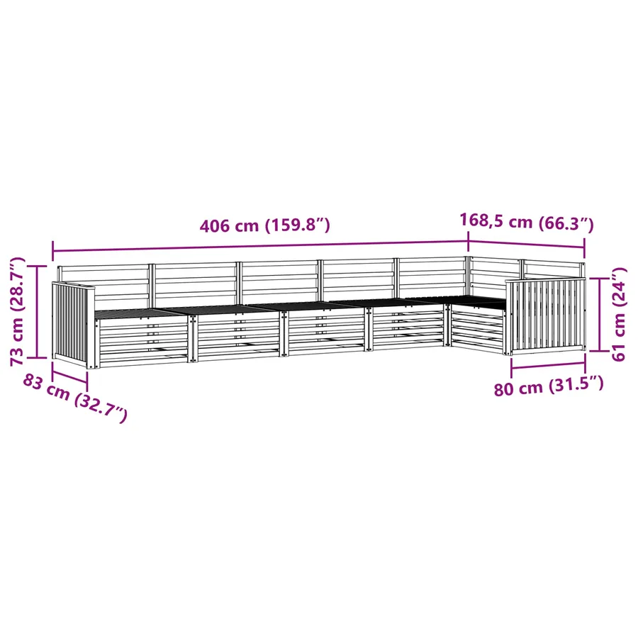 Ensemble de canapés d'extérieur 6 pcs Naturel - 8