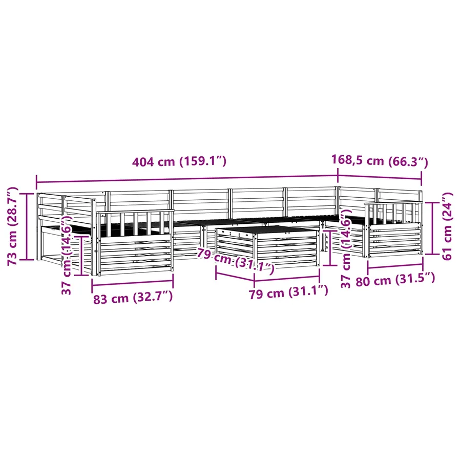 Ensemble de canapés d'extérieur 8 pcs Naturel - 10