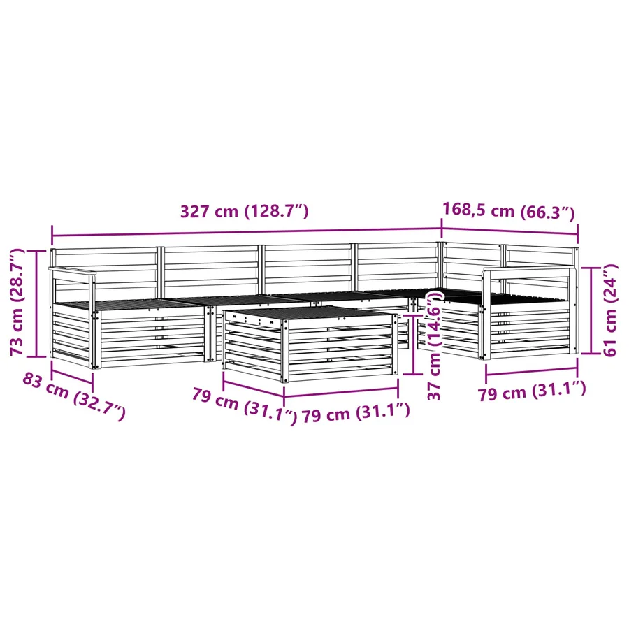 Ensemble de canapés d'extérieur 6 pcs Naturel - 10