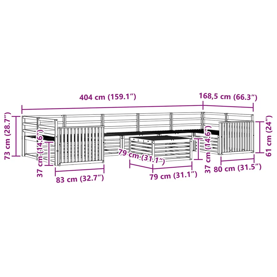Ensemble de canapés d'extérieur 8 pcs Naturel - 10
