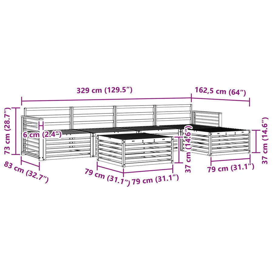 Ensemble de canapés d'extérieur 6 pcs Naturel - 10