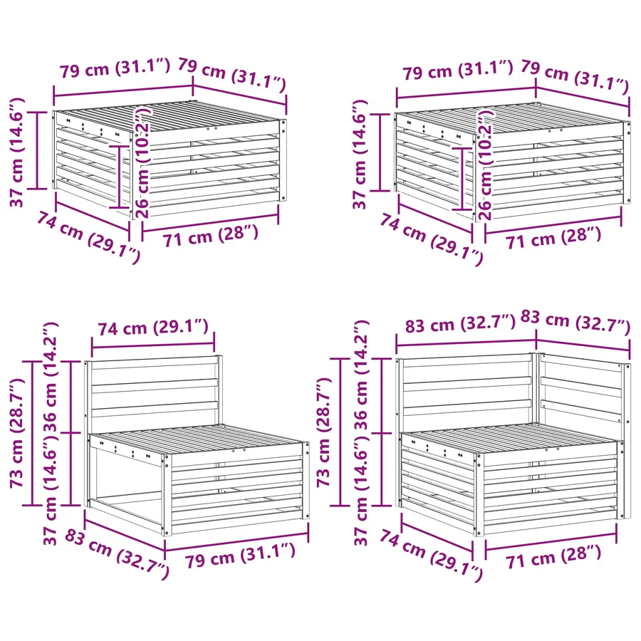 Ensemble de canapés d'extérieur 9 pcs Naturel - 12