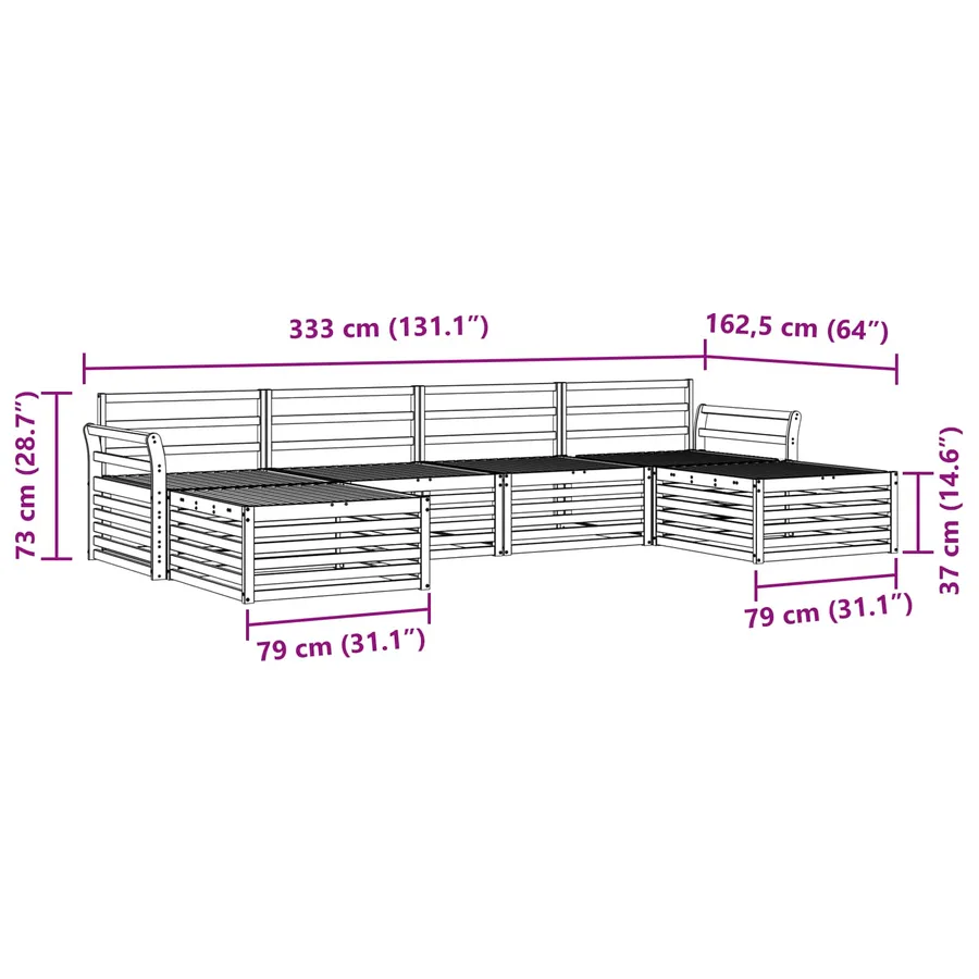 Ensembles de canapés 6 pcs Naturel Bois d'Acacia Massif - 8