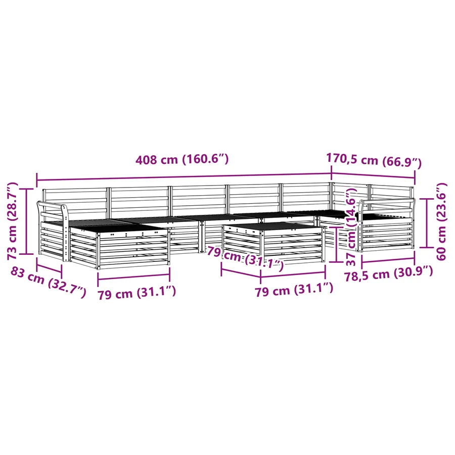 Ensemble de canapés d'extérieur 8 pcs Naturel - 12